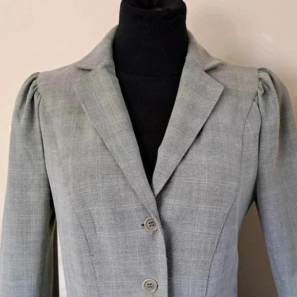 ❤️ Max Studio Grey Plaid Blazer Women's Size 2 Long  Sleeved - Picture 5 of 13